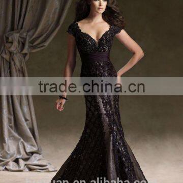 high quality cap sleeve lace mother peacock evening dress