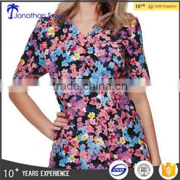 2016 fashion printed hawaii design hospital scrubs uniforms