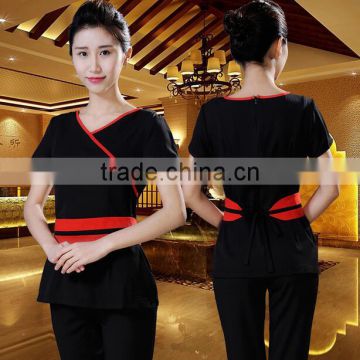 custom juqian brand chantilly cotton and polyester mix beauty SPA uniform suit