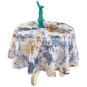 Round Blue Tree Spill Off Printed Tablecloth