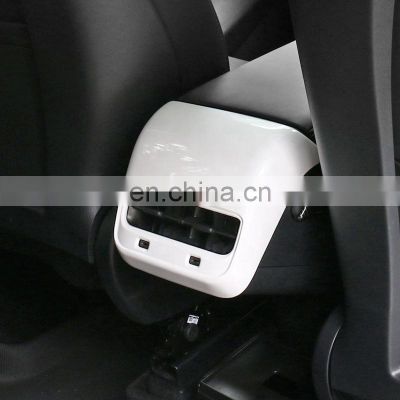 Carbon Fiber Trim Car Armrest Rear Air Condition Outlet Vent Cover For Tesla Model Y 2021