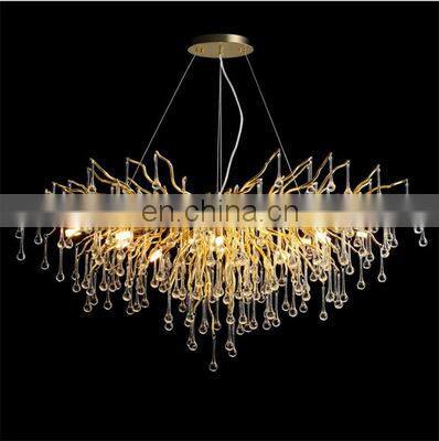 Wholesale Art Decorative Chandelier Branch LED Crystal Pendant Light Modern Hanging Light