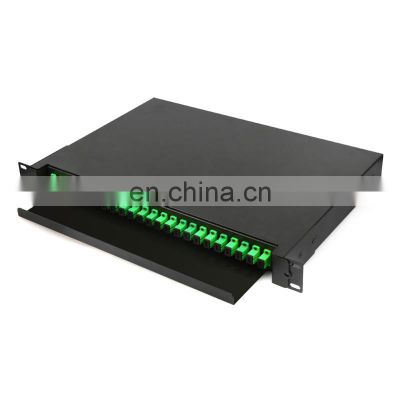 SC APC 24 Core Drawer Type Terminal Box 1U 19'' Sliding Type Rack mount Fiber Optic 24 Port Patch Panel