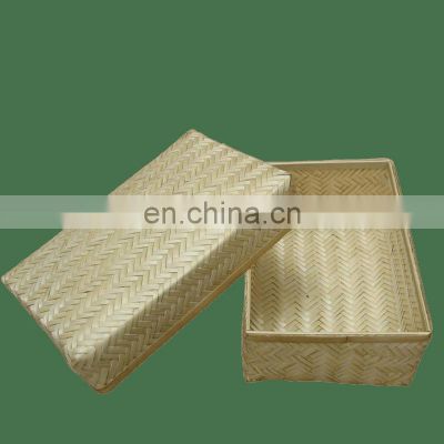 Natural Hot Sale Rectangle Woven Bamboo Gift Box, Woven Storage basket Wholesale Made in Vietnam
