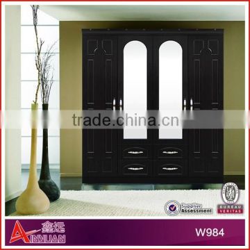 W984-48 Black color laminate wooden wardrobe designs
