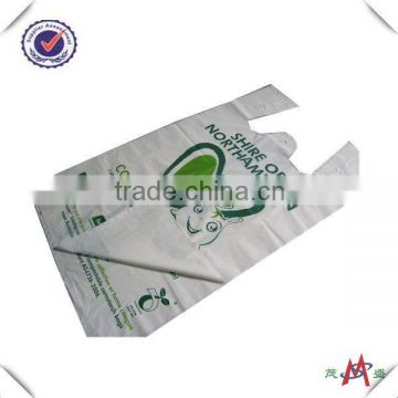 White color HDPE plastic cheap T-shirt bag