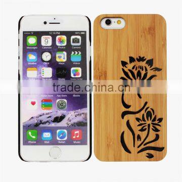 Ocase Lovely Decorated Hollow Flowers in one part PC/TPU & wood phone cover for Iphone 6