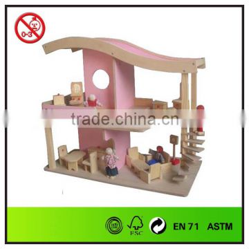 educational wooden funny dolls house with furniture