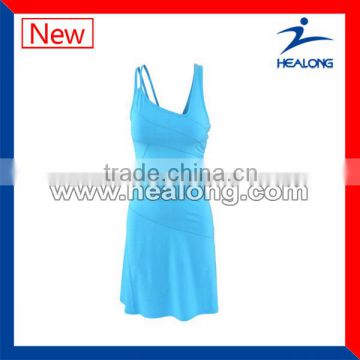 hot sale plain blue elegant sexy fitness tennis uniform for ladies