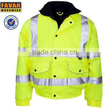 workers yellow reflective jacket for men waterproof high visibility short style heavy parkas custom made