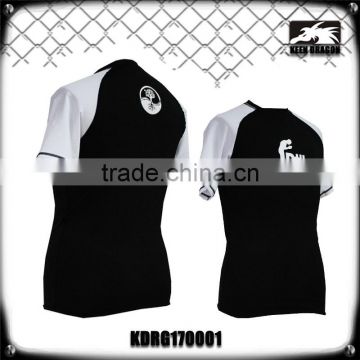 white custom lycra rash guards for running with private label logo print