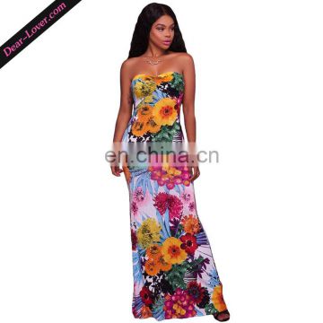 Wholesale Latest Summer strapless women floral dress