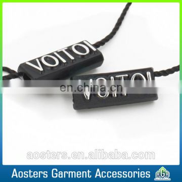 Customized embossed logo string plastic seal tag for garment