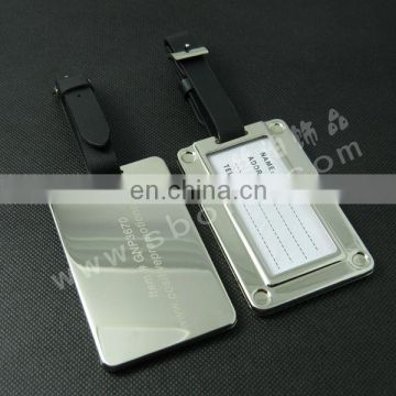 Personalized Metal zinc alloy silver color Rectangle luggage tag