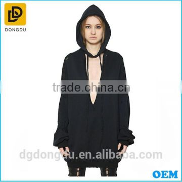 Professional manufacture branded hoodies for women low loose woven hoodies