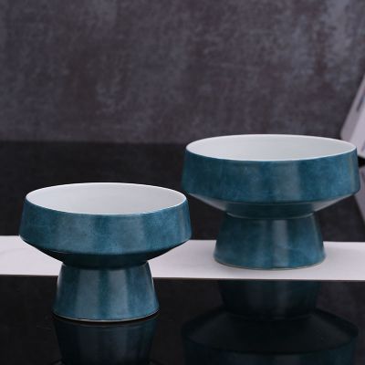 Chinese Hand Made Jingdezhen Blue Fruit Dessert Ceramic Tray Decoration Art For Home