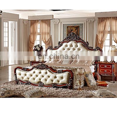 Made in China hot selling classic solid wood leather bed 0409-F016