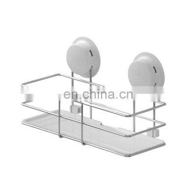 Bathroom Storage Wall Mount Rack Chrome Towel Holder Soap Holder Steel Storage Holder with Suction Cup