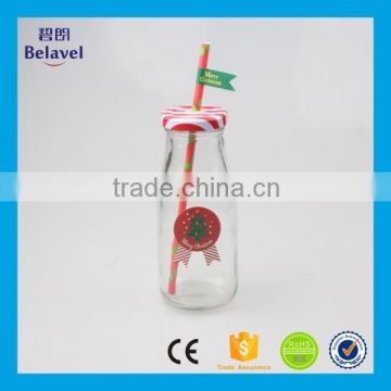 High quality 300ml beverage juice bottle glass milk bottle with screw cap