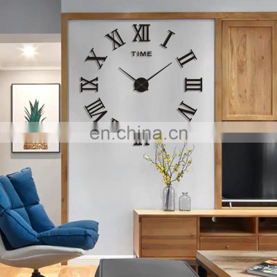 2022 Wholesale DIY Clock Modern Simple Wall Stickers Clocks Living Room DIY 3D Roman Large Wall Clocks For Home Decor