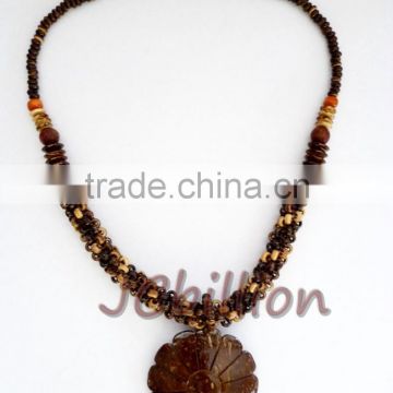 Coconut Shell Bead Necklace Real Natural Handmade