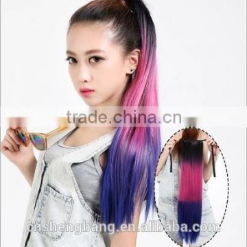 dip dyed three tone pony tail wigs synthetic hair wig hair extension ponytail wig