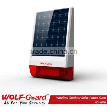 Waterproof Wireless Outdoor Solar Power siren with flash LED light and sound