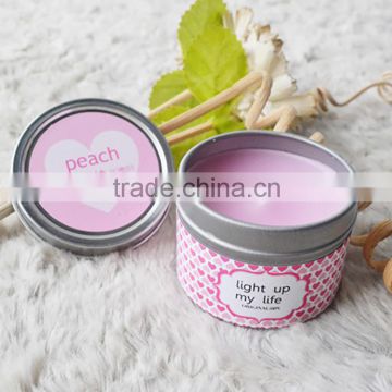 pink metal tin candle with printing logo metal lid