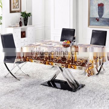 Coffee vinyl PVC table cloth / best price vinyl covering/ table fabric for home