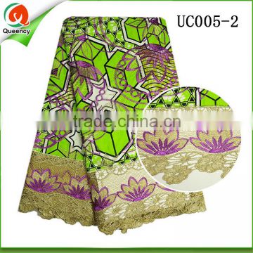 queency african wax prints fabric with cord lace ankara holland fabric textiles for batik dashiki dress