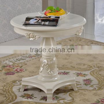 Home French furniture exquisite silver leaf wood scroll round coffee table