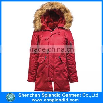 Red winter women parka jacketsfor custom