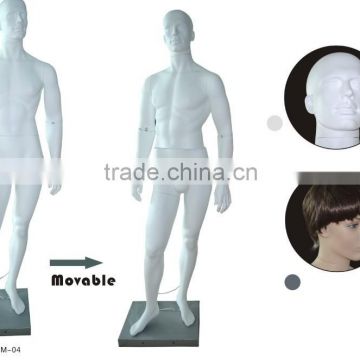 Movable standing male mannequin with matt white