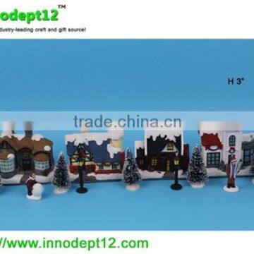 3" set 4 House scene, polyresin figurine craft with 9pieces of accesories
