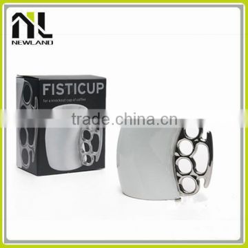 Fist shape handle decorative black wholesale ceramic fondue mug