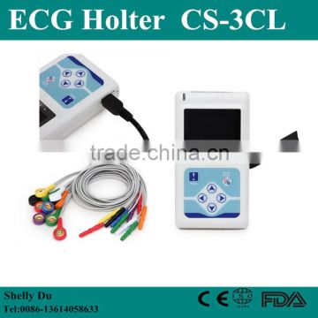24 Hours Heart Holter Monitor Medical Equipment Cardiac Heart Monitor 3/12 Channel ECG Holter Monitor with Free Software-Shelly