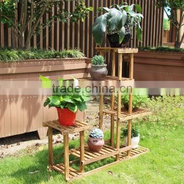 Tall antique garden wooden flower stand designs with Multilayer frames