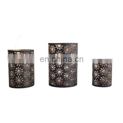 Hot sale Metal Round Shaped Design Tea Light  Candle Holder light with glass tube for indoor decor