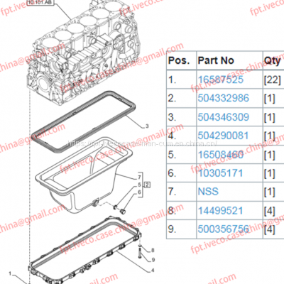 FPT IVECO CASE Cursor9 Euro 6 F2CFE612 A/B/D F2CFE614A*B041/F2CGE614F*V004 5802431166 Oil Pan Fixing Plate504290081 504143828