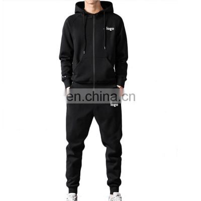 high quality custom logo wholesale sports reflective french terry plain polo unisex men black joggers track suits