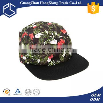 Flat brim flower floral printing european style men hat cap