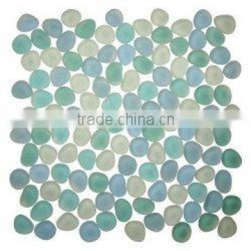 blue glass pebble mosaic for swimming pool