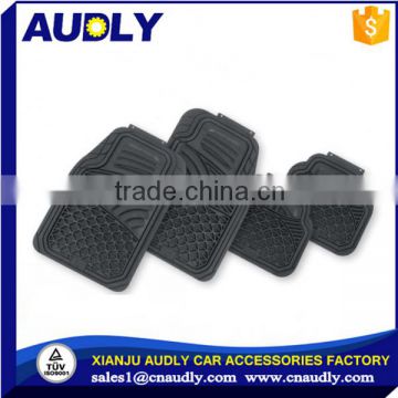 New Style 4-Piece Full Set Ridged Heavy Duty PVC Floor Mat for Car - (Black)