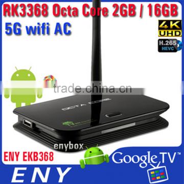 4K octa core smart tv box EKB368 RK3368 Mini PC Octa Core 16GB BT4.0 WiFi AC Smart TV Box RK3368 AC