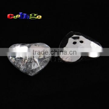 52L(32mm) Heart Shape Acrylic Sewing Rhinestone Button For Apparel Bag #FLN024-52L(06)
