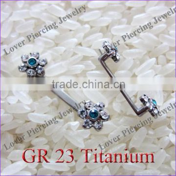 With Flower Design Ball Surface Bar Gr23 Titanium Dermal Anchor Piercing Jewelry [DA-670]