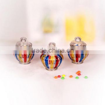 3pcs hand painted glass canisters with pat waist