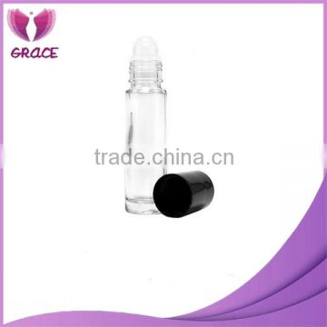 10ml clear glass roll on bottle with stainless steel roller