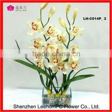 wedding table decoration artificial flower fabric orchid with glass