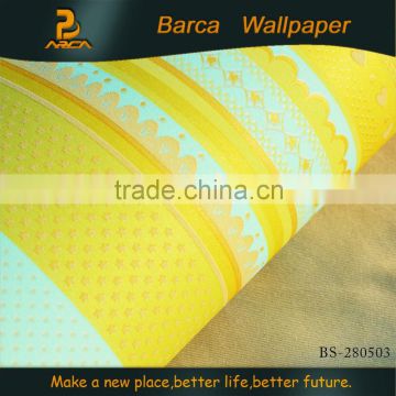 2015 lastest popular yellow fabric design wall paper